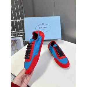 프라다 컬랩스 리나일론 및 스웨이드 스니커즈